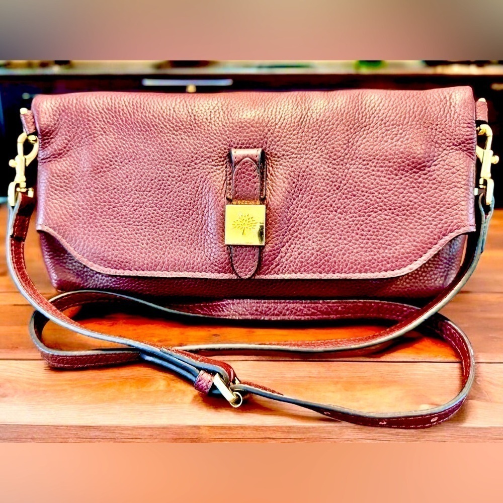 Mulberry | Pebbled Leather Fold-Over Cross-Clutch - Picture 3 of 12